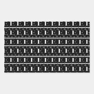 Pegatina Rectangular Letra inicial monograma E