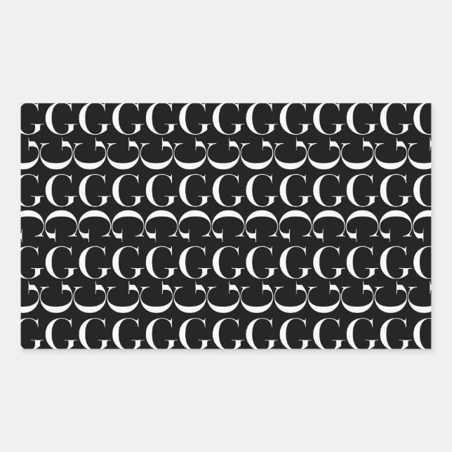 Pegatina Rectangular Letra inicial monograma G (Anverso)