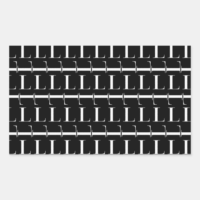 Pegatina Rectangular Letra inicial monograma L (Anverso)