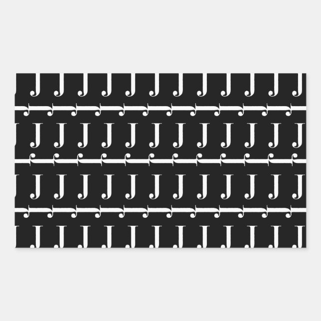 Pegatina Rectangular Letra monográfica inicial J (Anverso)
