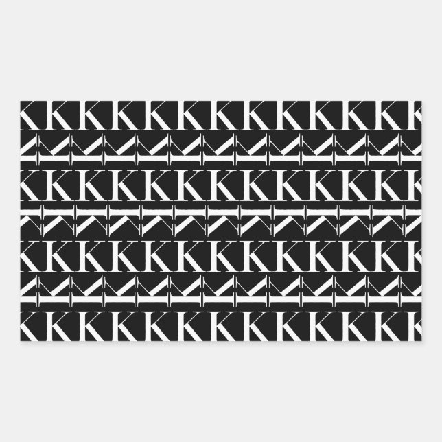 Pegatina Rectangular Letra monográfica inicial K (Anverso)