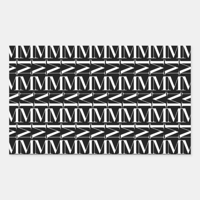 Pegatina Rectangular Letra monográfica inicial M (Anverso)