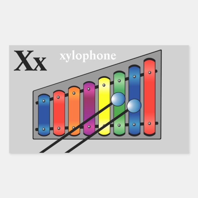 Pegatina Rectangular Letra X Pegatinas xilófonos (Anverso)