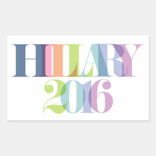 Pegatina Rectangular Letras arcoiris - Hillary 2016