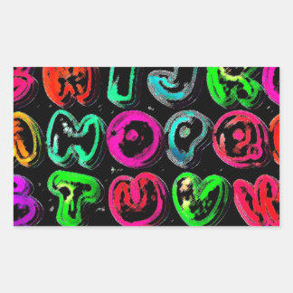 PEGATINA RECTANGULAR LETRAS COLORIDAS DE ALFABETO GRAFITI DE CSVL