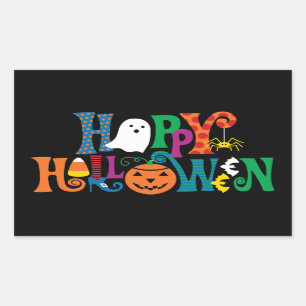 Pegatina Rectangular Letras de encargo del feliz Halloween
