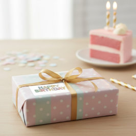 Pegatina Rectangular Letras de Fieltro Pastel Feliz Cumpleaños