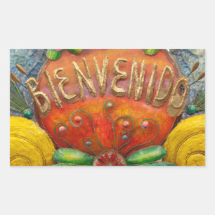 Pegatina Rectangular Letrero de bienvenida en español, México
