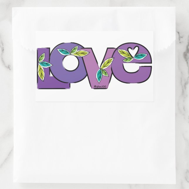 Pegatina Rectangular Let's Plant Love in The World (Bolso)