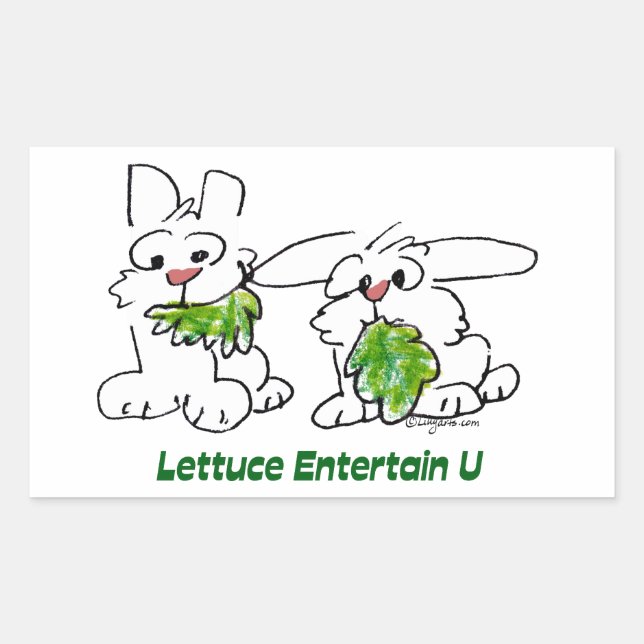 Pegatina Rectangular Lettuce Entertain U Personalizado Rabbits (Anverso)