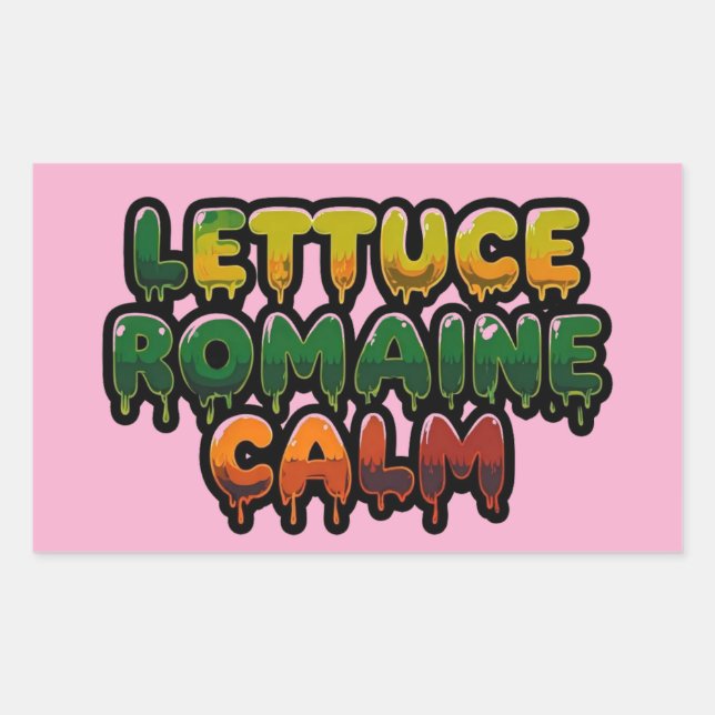 Pegatina Rectangular Lettuce Romaine Calm Drippy Arte de texto (Anverso)