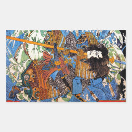 Pegatina Rectangular Leyenda Guay japonesa Samurai Sanin Warrior art