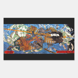 Pegatina Rectangular Leyenda Guay japonesa Samurai Sanin Warrior art