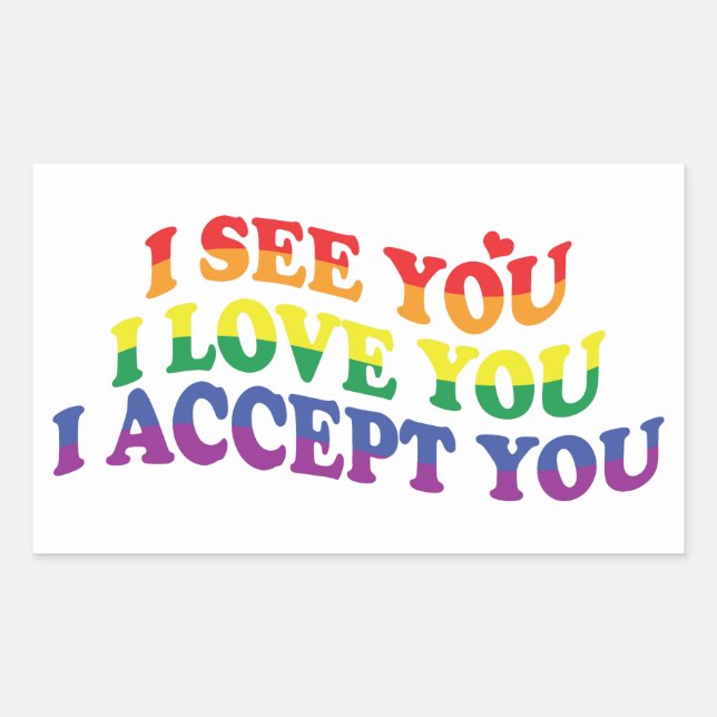 Pegatina Rectangular LGBT te amo, te acepto (Anverso)