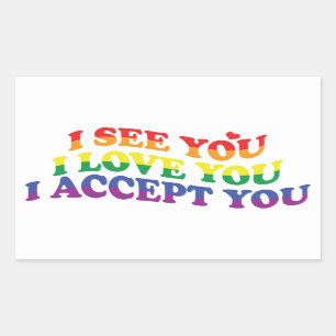 Pegatina Rectangular LGBT te amo, te acepto