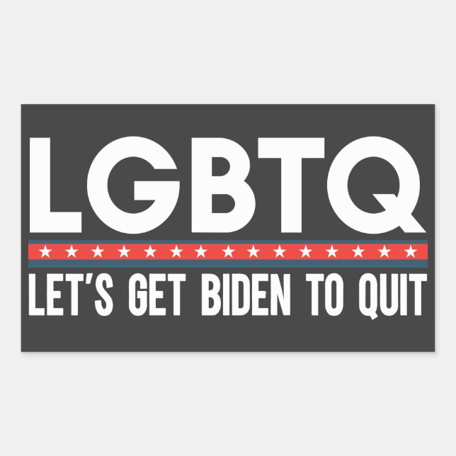 Pegatina Rectangular LGBTQ Hagamos que Biden deje de ser gracioso contr (Anverso)