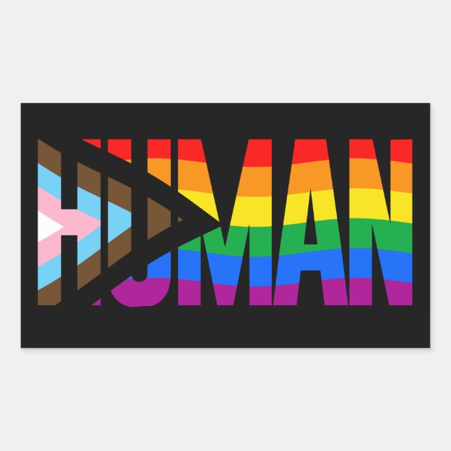 PEGATINA RECTANGULAR LGBTQ HUMAN (Anverso)