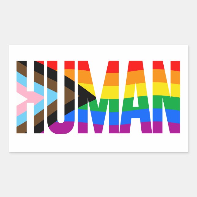 PEGATINA RECTANGULAR LGBTQ HUMAN (Anverso)