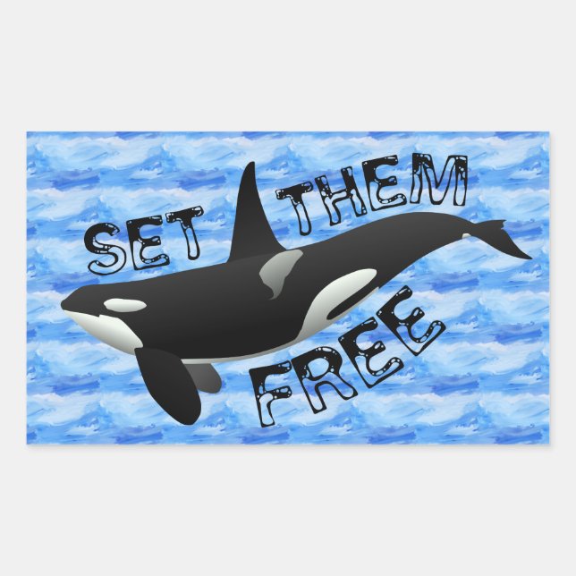 Pegatina Rectangular "Liberarlos" orca (Anverso)
