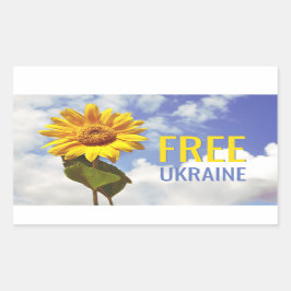 Pegatina Rectangular Liberen a Ucrania de la paz del girasol azul amari