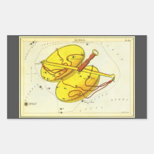 Pegatina Rectangular Libra esquiva la vintage constelación del espejo d