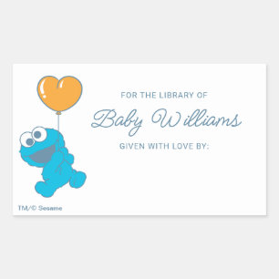 Pegatina Rectangular Librería Baby Shower Cookie Monster