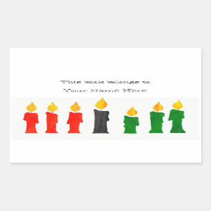 Pegatina Rectangular Libros de Kwanzaa con velas