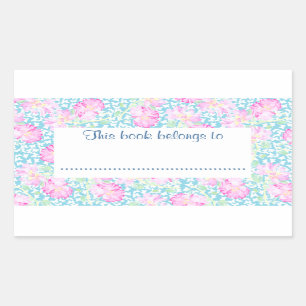 Pegatina Rectangular Libros de rosas y mariposas a Personalizares