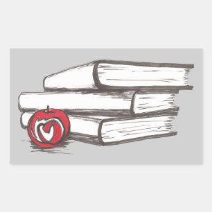 Pegatina Rectangular Libros + Una Apple PERSONALIZABLE