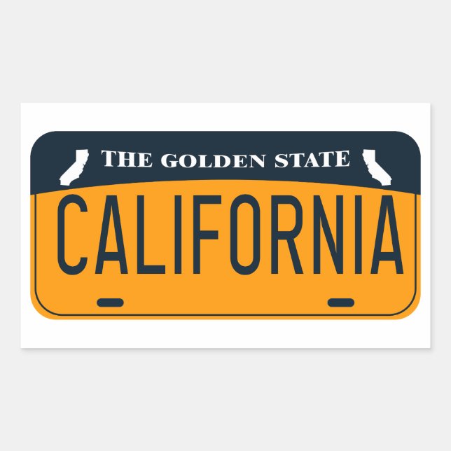 Pegatina Rectangular Licencia Plate de California, el estado de oro (Anverso)