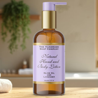 Pegatina Rectangular Light Purple & Gold Foil Cosmetics Bottle Label