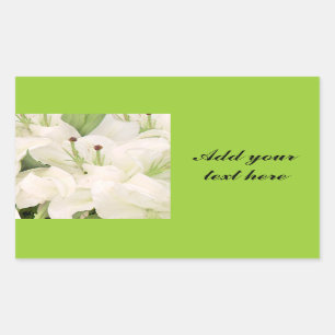 Pegatina Rectangular Lilies blancos, lirios de amor_