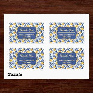 Pegatina Rectangular Limones Amarillos Azul Mediterráneo Amalfi Gracias