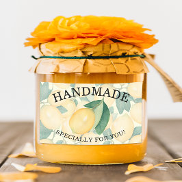 Pegatina Rectangular Limones Rústicos Acuarela Hojas Verdor HECHO A MAN