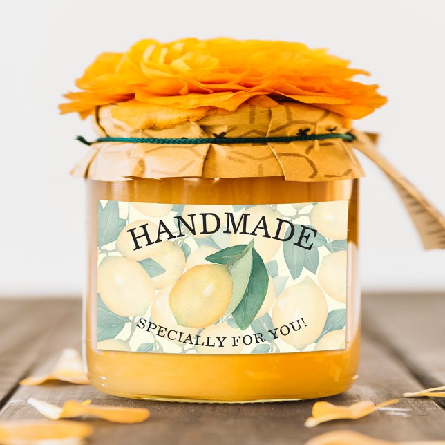 Pegatina Rectangular Limones Rústicos Acuarela Hojas Verdor HECHO A MAN (Lemons and leaves personalized HANDMADE specially for You stickers)