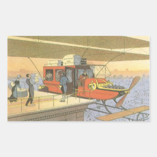 Pegatina Rectangular Limousina de avión helicóptero de ciencia ficción