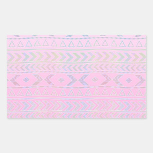 Pegatina Rectangular Lindo patrón influenciado por el arte azteca rosa