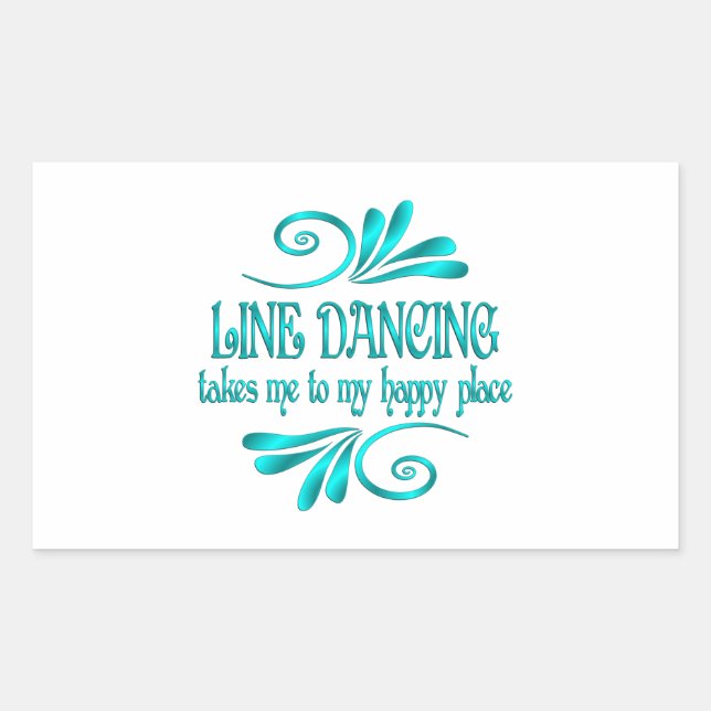 Pegatina Rectangular Line Dancing Happy Place (Anverso)