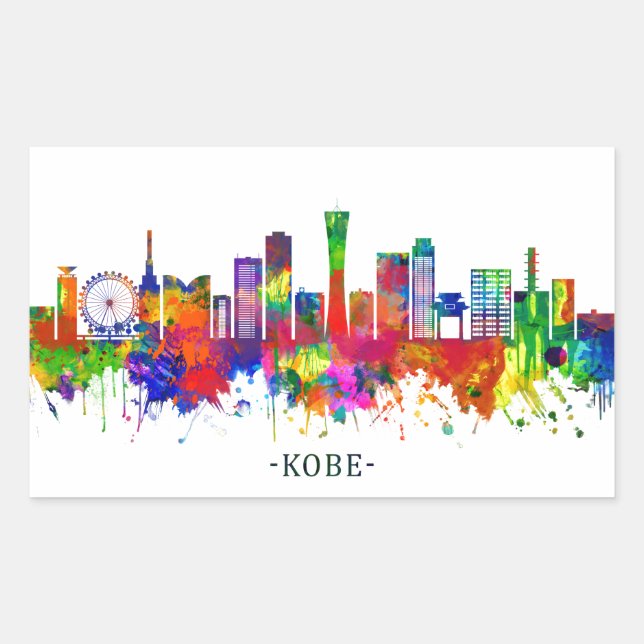 Pegatina Rectangular Línea aérea de Kobe Japón (Anverso)