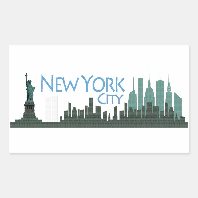 Pegatina Rectangular Línea aérea de libertad de NYC (Anverso)