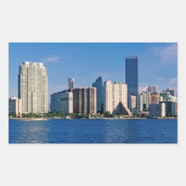 Pegatina Rectangular Línea aérea de Miami, Florida (Anverso)