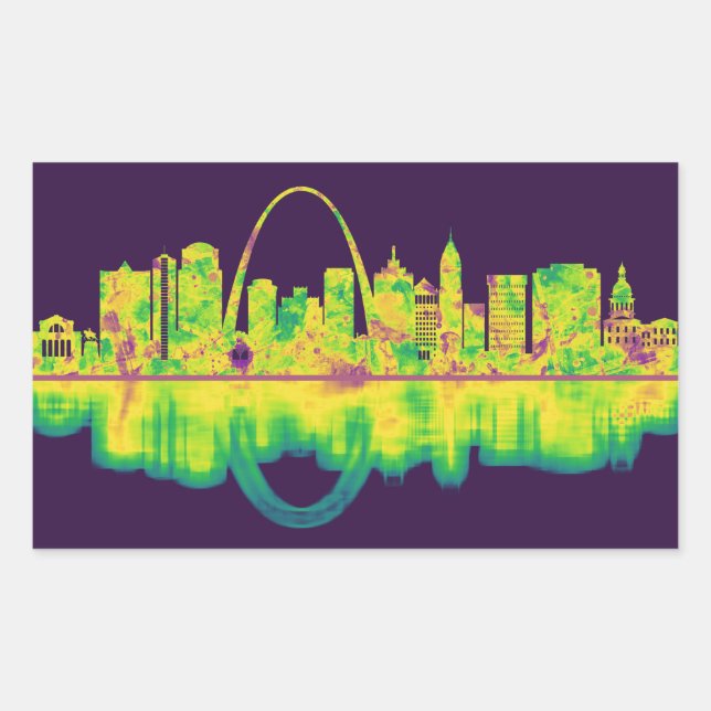 Pegatina Rectangular Línea aérea de St. Louis Missouri (Anverso)