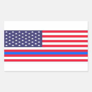 PEGATINA RECTANGULAR "LÍNEA AZUL DELGADA EN BANDERA"