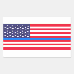Pegatina Rectangular "LÍNEA AZUL DELGADA en BANDERA"