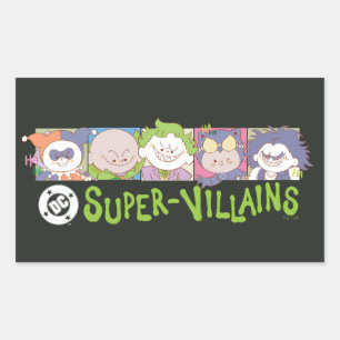 Pegatina Rectangular Línea de dibujos animados de supervillanos de DC