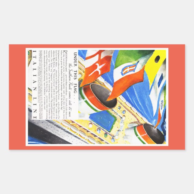 Pegatina Rectangular Línea Italiana ~ Bajo Esta Bandera (Anverso)