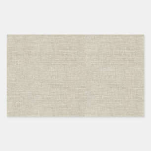 Pegatina Rectangular Lino beige rústico impreso