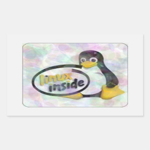 Pegatina Rectangular LINUX DENTRO de Tux el logotipo del pingüino de