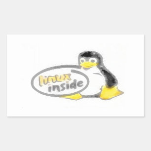 Pegatina Rectangular LINUX INSIDE Tux el logotipo del pingüino de Linux