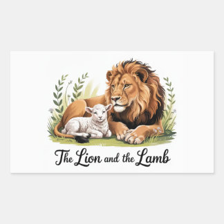 Pegatina Rectangular Lion and Lamb Stickers